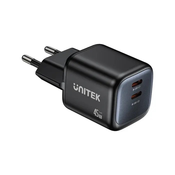 P1129A-EU, UNITEK, Power Supply, 45W 2-Port Wall GaN Charger