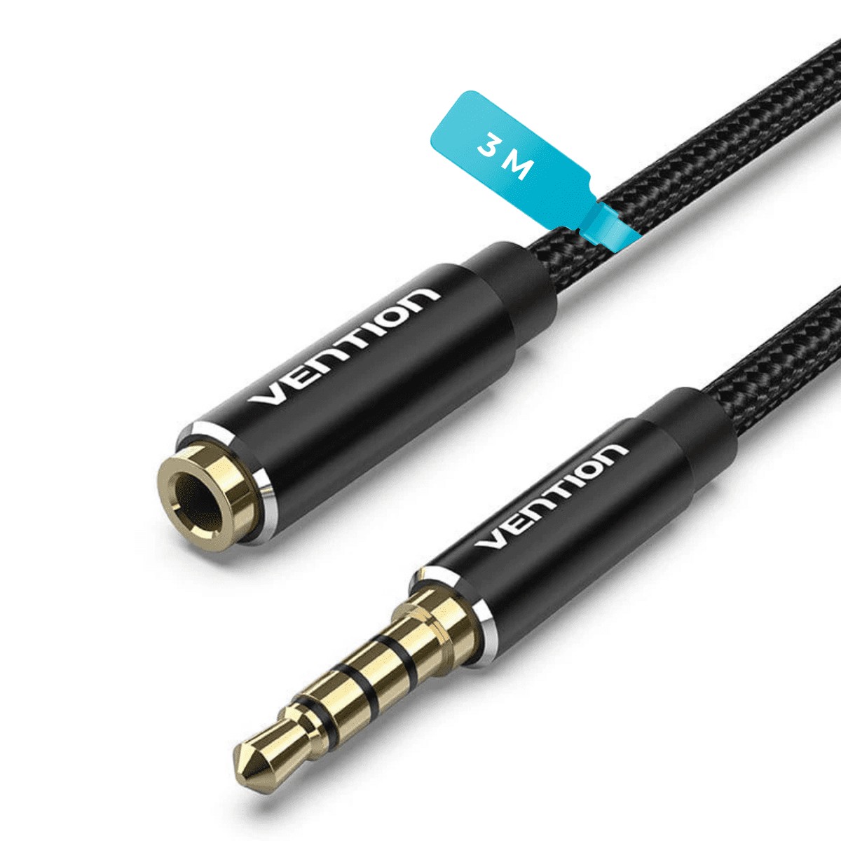 VENTION BHBBI აუდიო დამაგრძელებელი კაბელი Braided 3.5mm Audio Extension Cable 3M Black