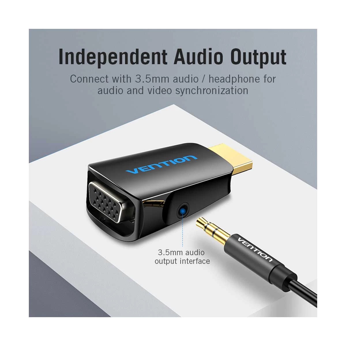 VENTION AIDB0 ვიდეო ან მონაცემთა ადაპტერი HDMI to VGA Converter with Audio Black