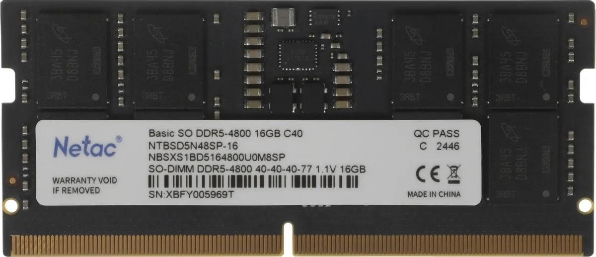 Оперативная память Netac Basic 16GB DDR5 4800 для ноутбука